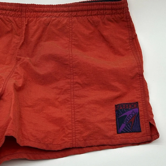VTG 90’s Speedo Salmon Red Lined Swim Trunks Shorts Pockets Men’s Sz XLarge EUC - Picture 3 of 9